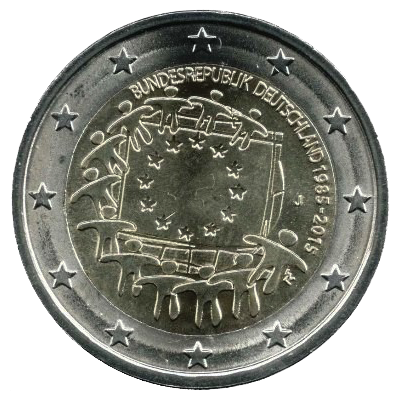 2 euros conmemorativa XXX Aniversario de la Bandera Europea